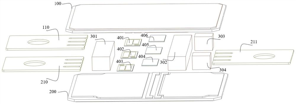 Wide bandgap semiconductor double-sided heat dissipation module packaging structure based on conductive metal band