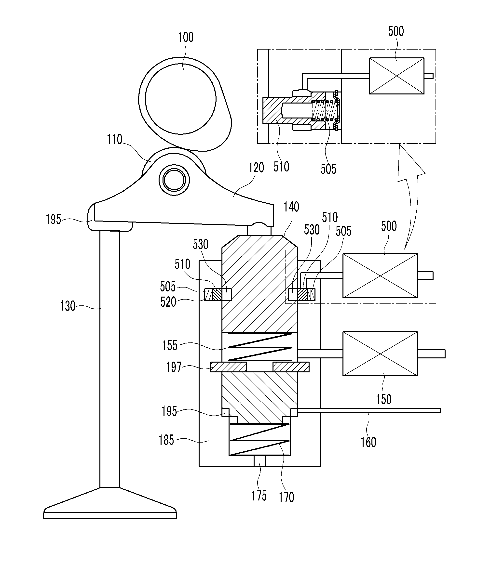 Engine equipped with variable valve device