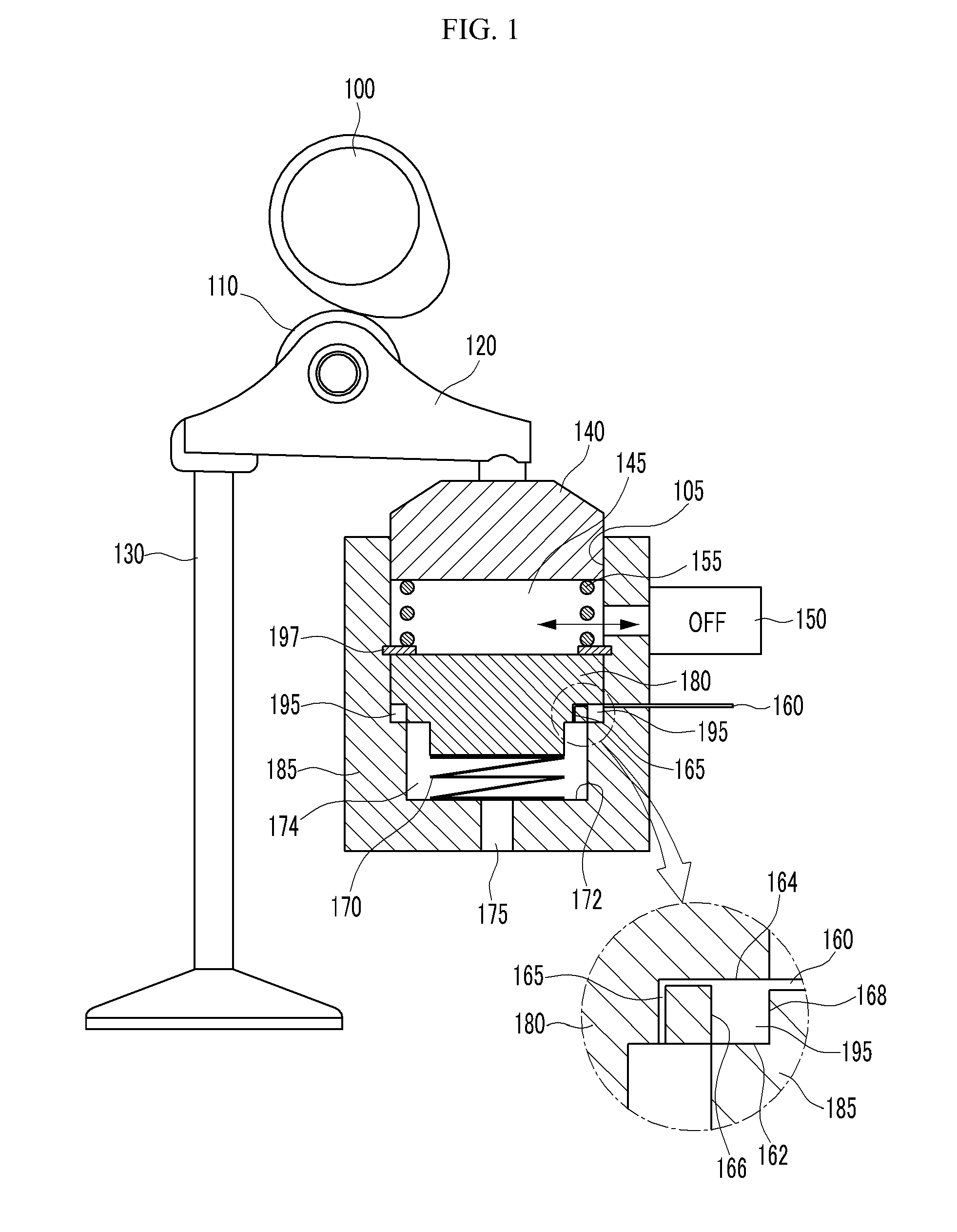 Engine equipped with variable valve device