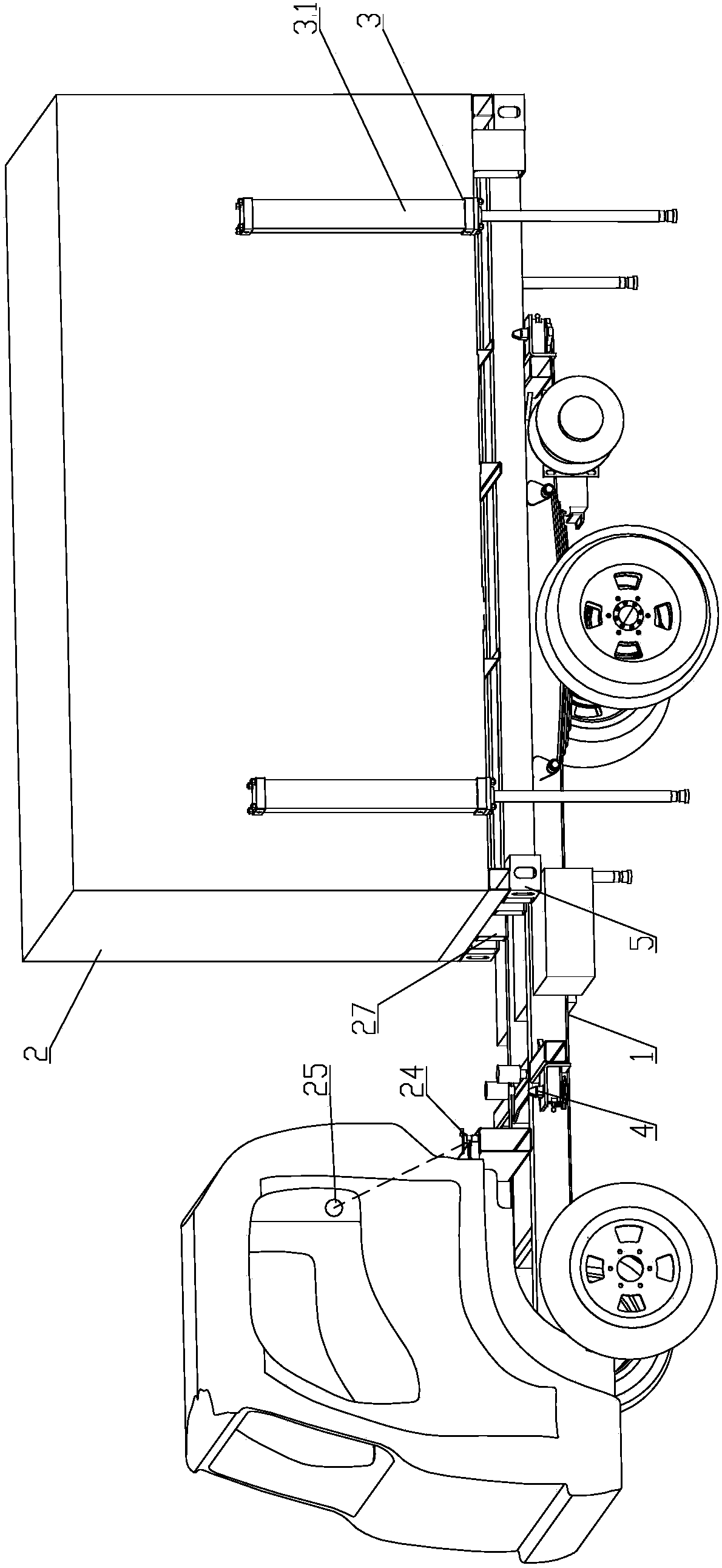 Logistics vehicle with container dumping function