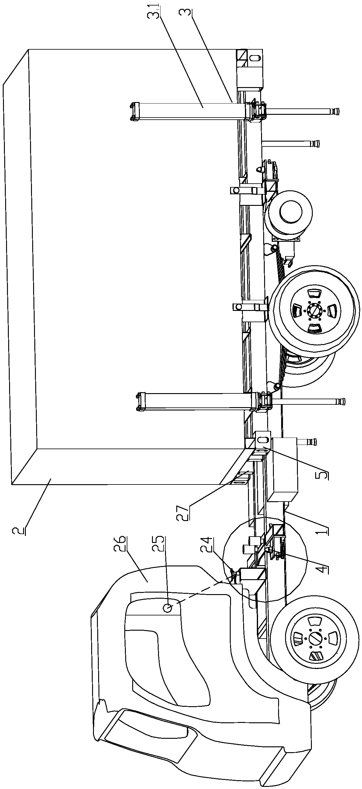 Logistics vehicle with container dumping function