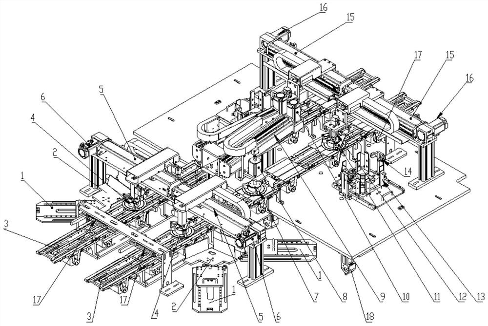 Solar cell production line track transfer and patching device