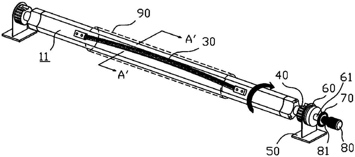 A tensioning mechanism for film-attached winding tube core