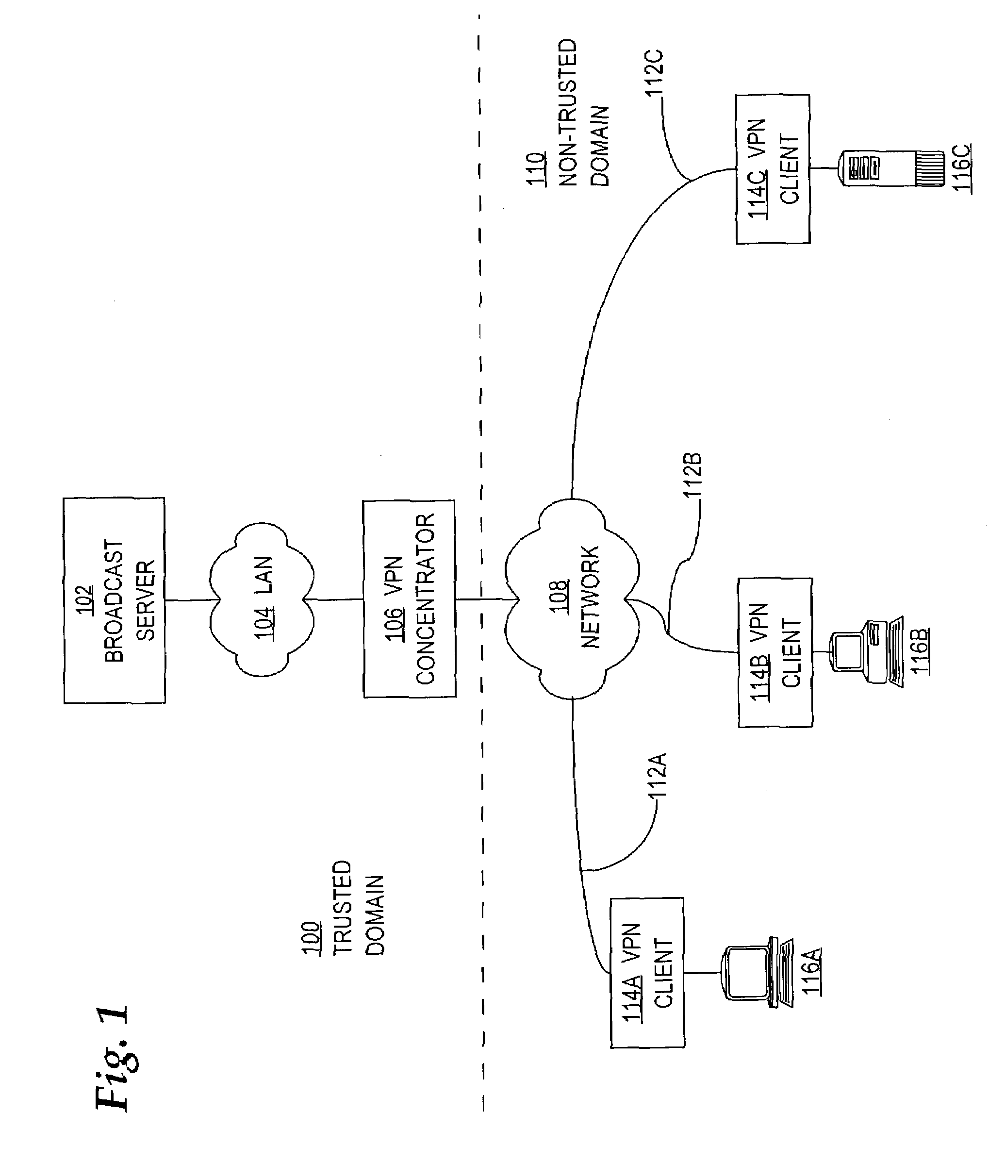 Method and apparatus for communicating an encrypted broadcast to virtual private network receivers