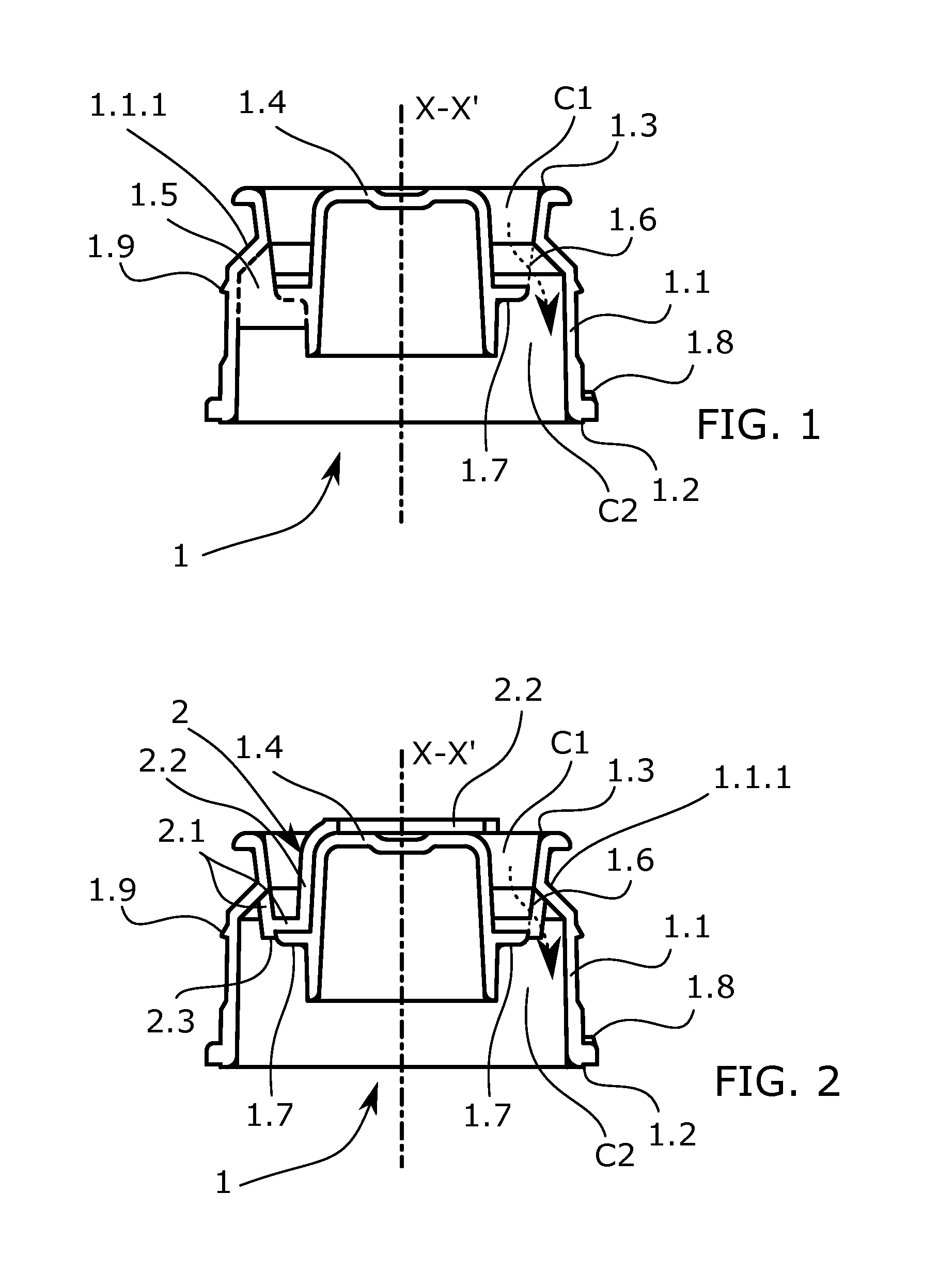 Structrual element for a bottle closure with means for showing its first use in nominal conditions