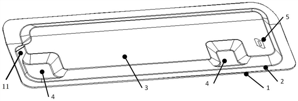 Large-curvature special-shaped surface large-height honeycomb co-curing sandwich structure composite material and forming method thereof