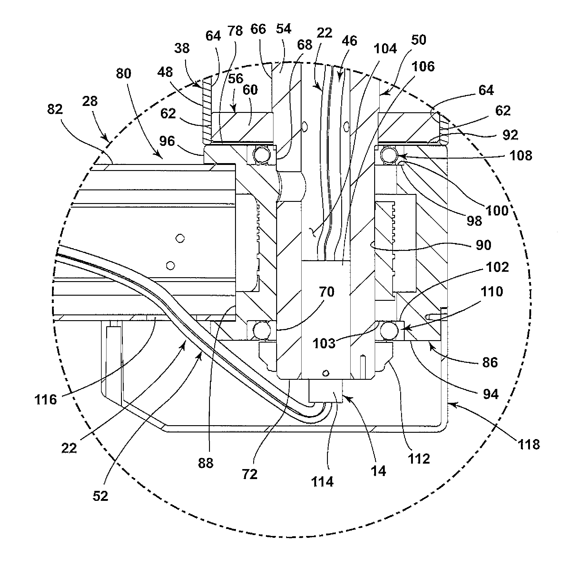 Fiber optic and slip ring rotary joint for suspension arm