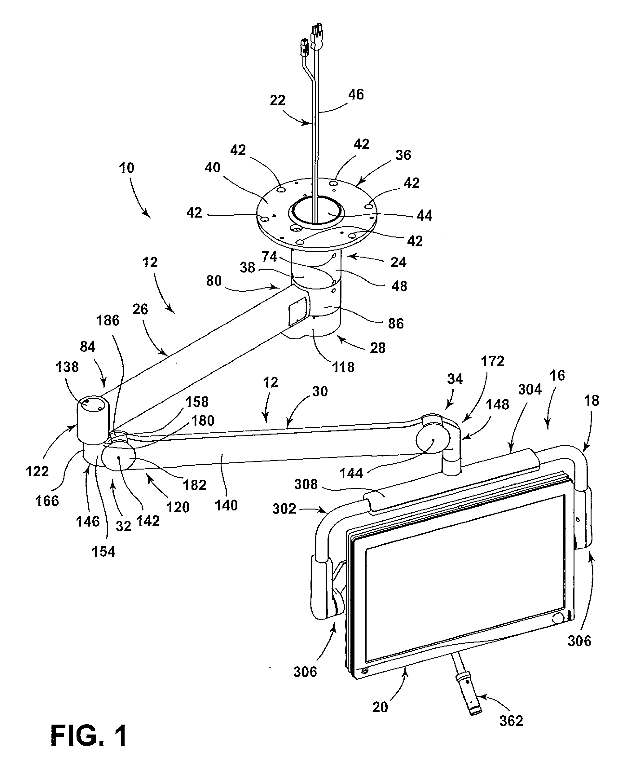 Fiber optic and slip ring rotary joint for suspension arm