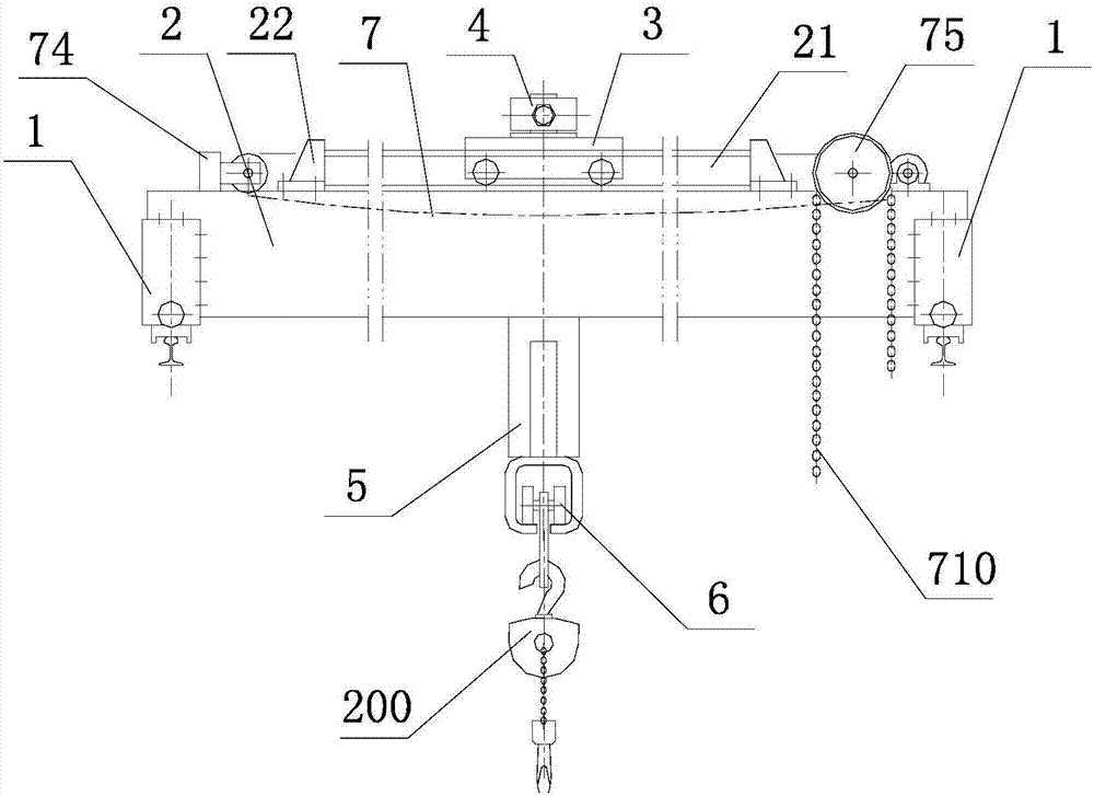 Dolly steel rope driven crane with C-slot cantilever beam and balance weight