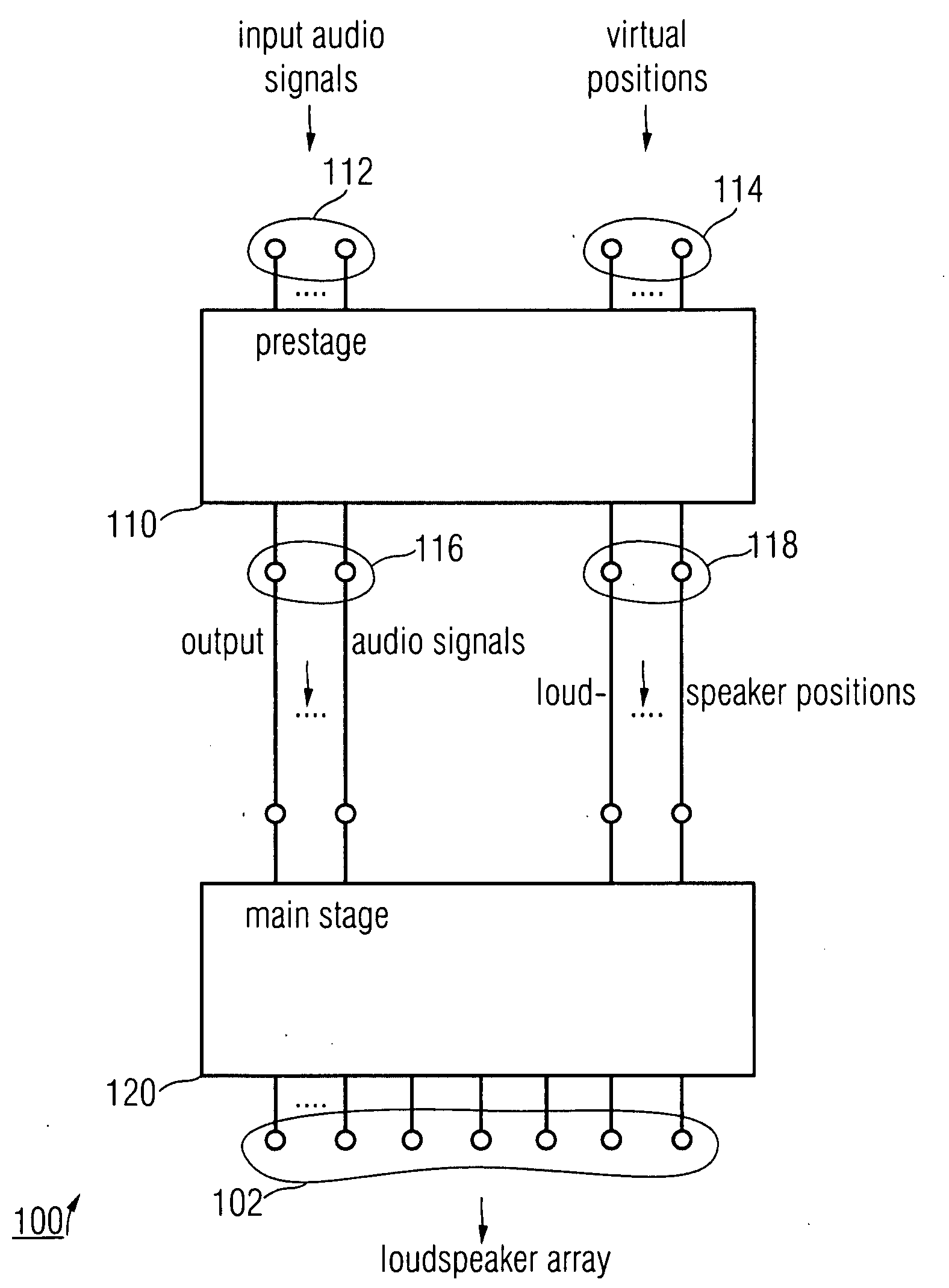 Apparatus and method for generating a number of loudspeaker signals for a loudspeaker array which defines a reproduction space