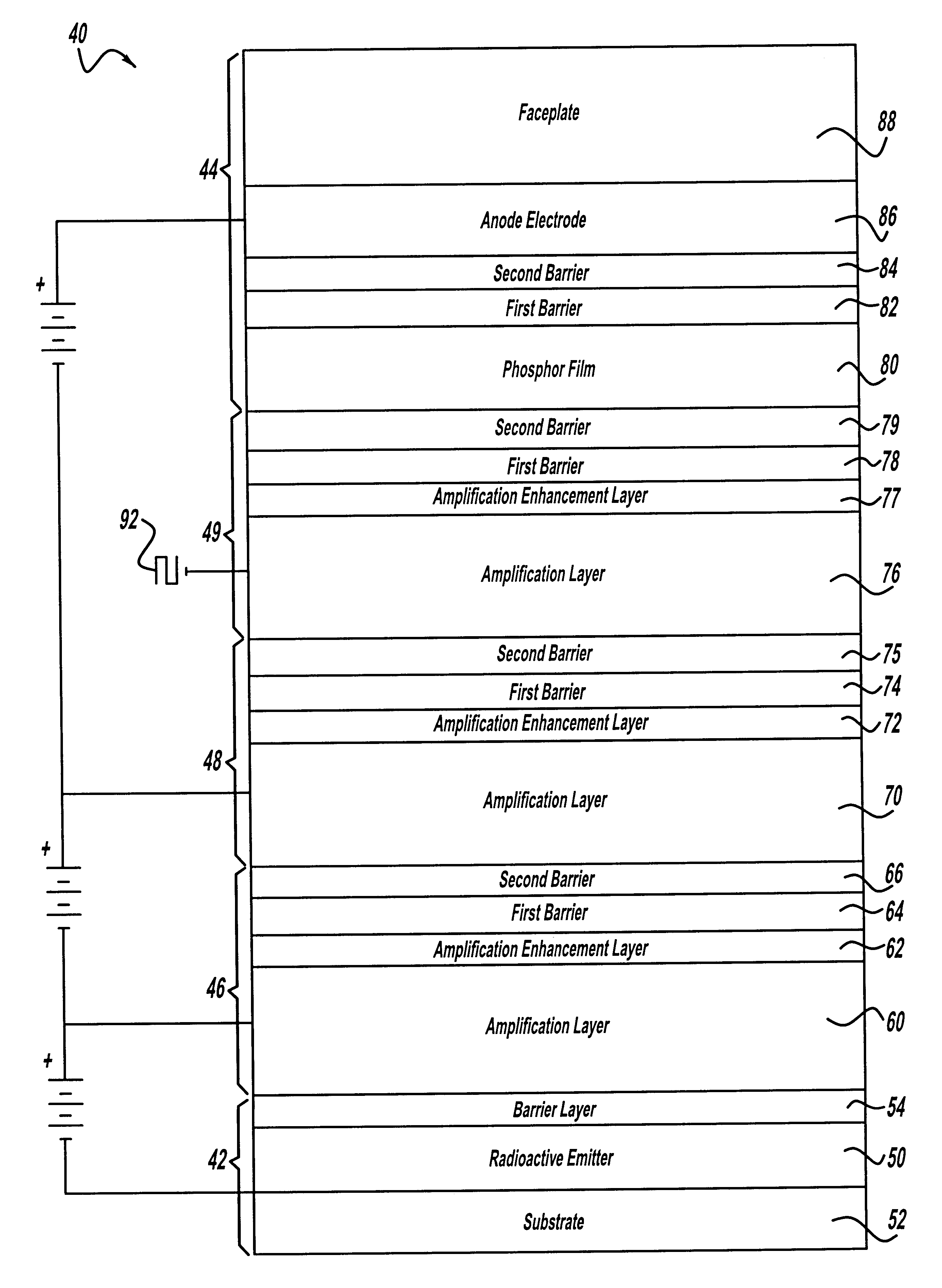 Radioactive cathode emitter for use in field emission display devices