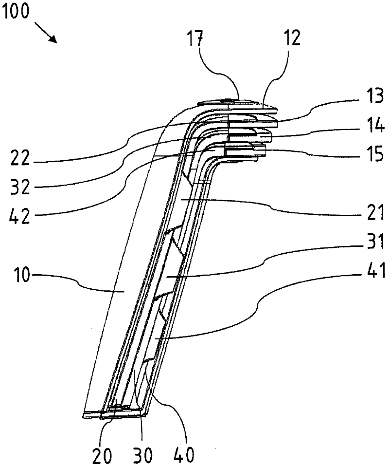 Fan-shaped grater for foodstuffs