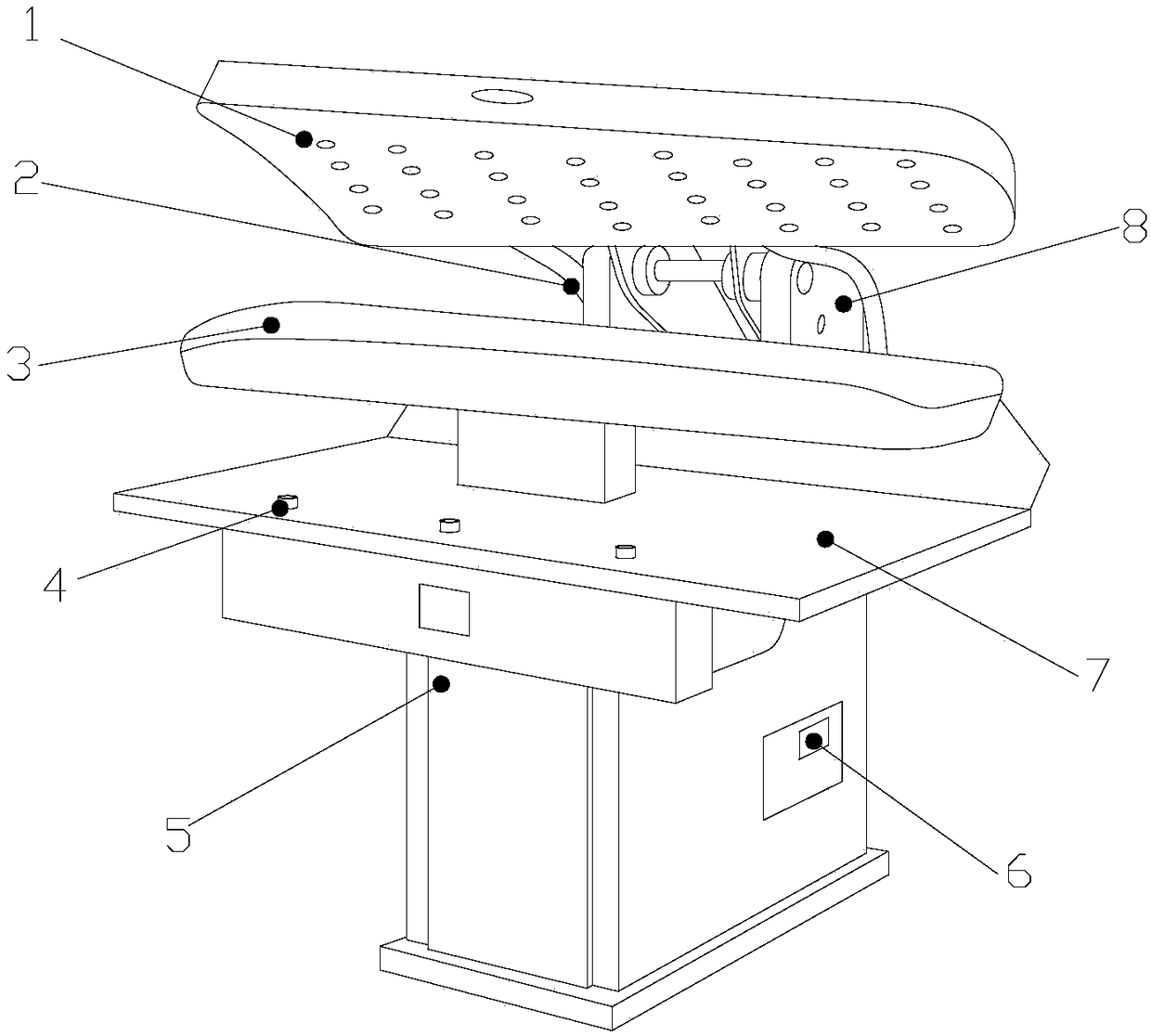 Turning plate type ironing machine