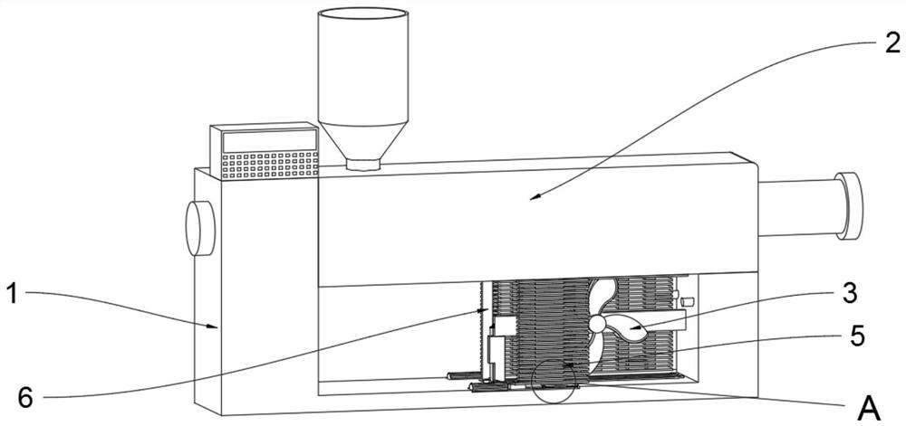 High polymer material production extruder provided with cooling mechanism