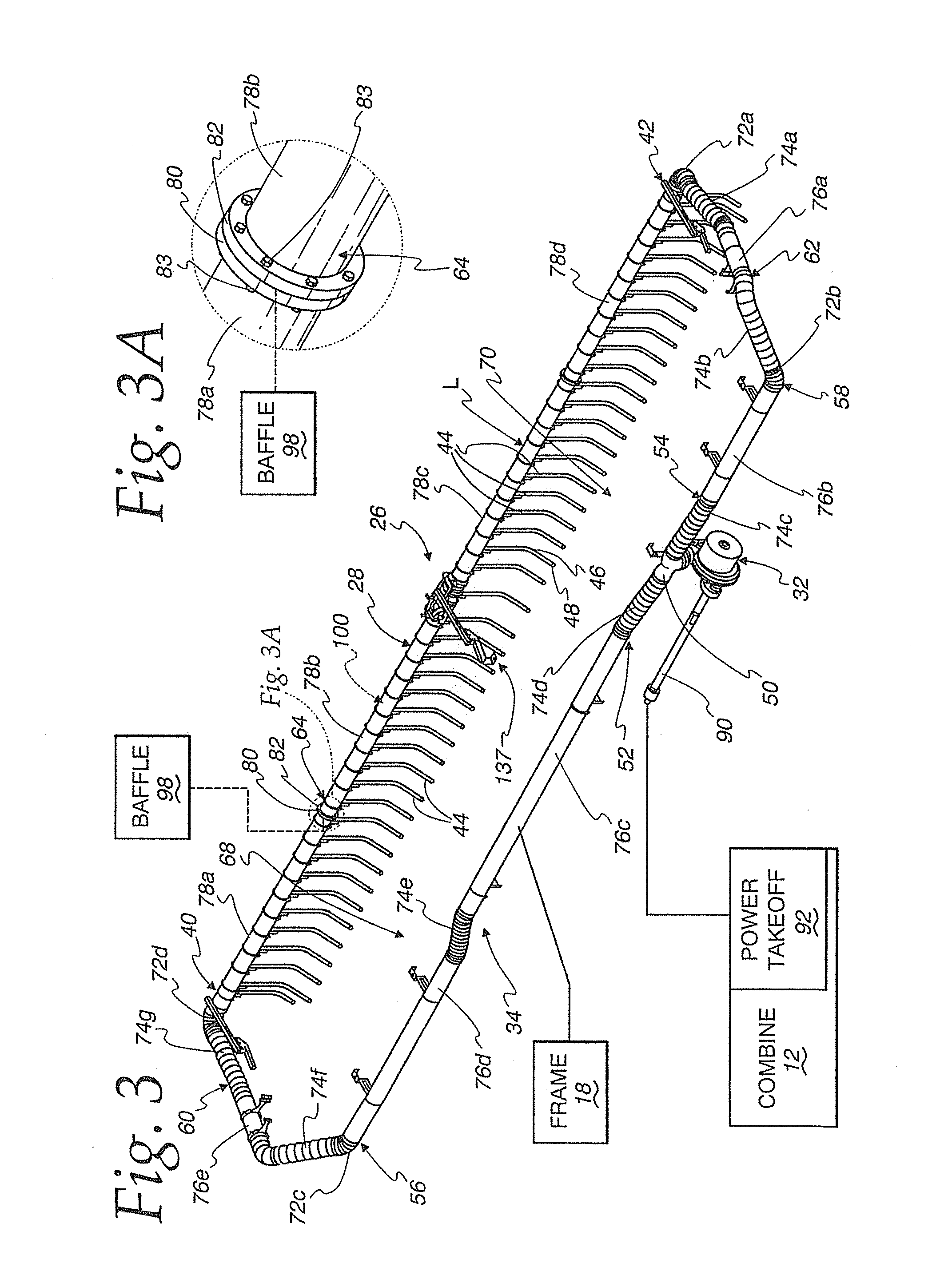 Harvesting apparatus utilizing pressurized fluid