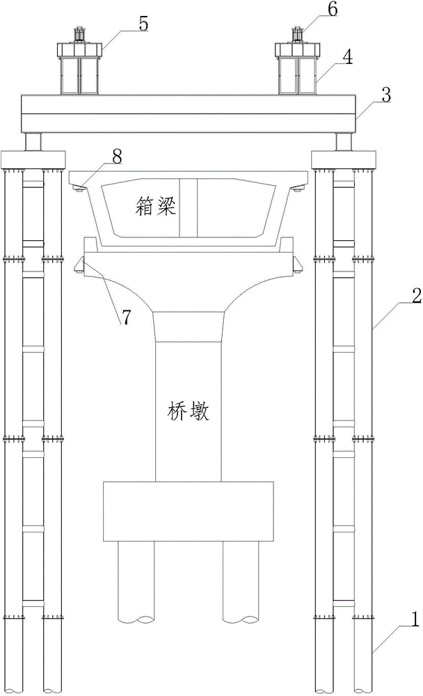 Dragging, translating and lowering device and method for dismantling pier top beam section and pier