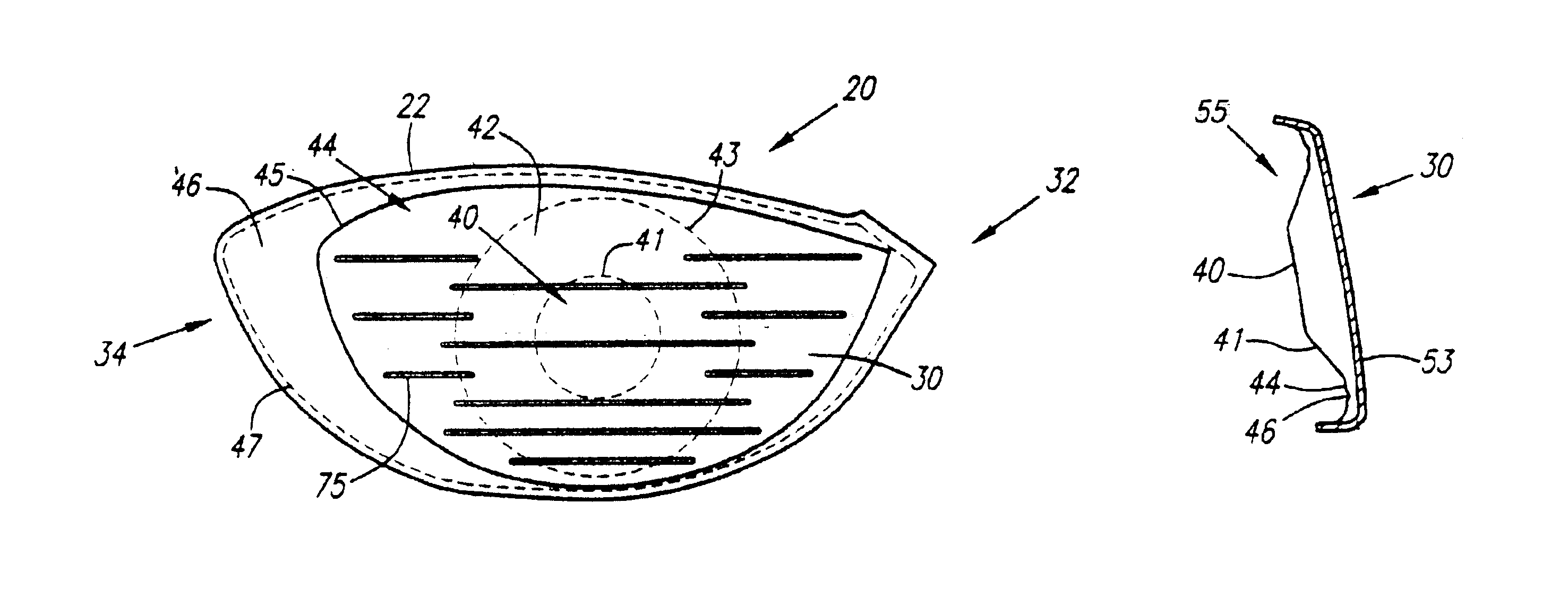 Golf club striking plate with variable thickness