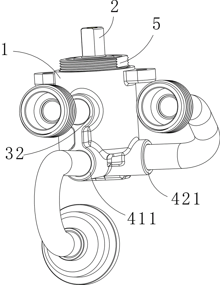 Rotation type waterway three-way switching device