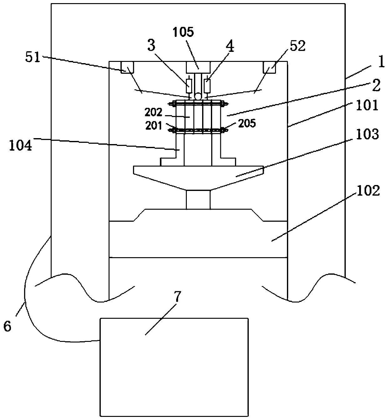 A device and method for testing the tangential stiffness of the joint surface of the wheel disc