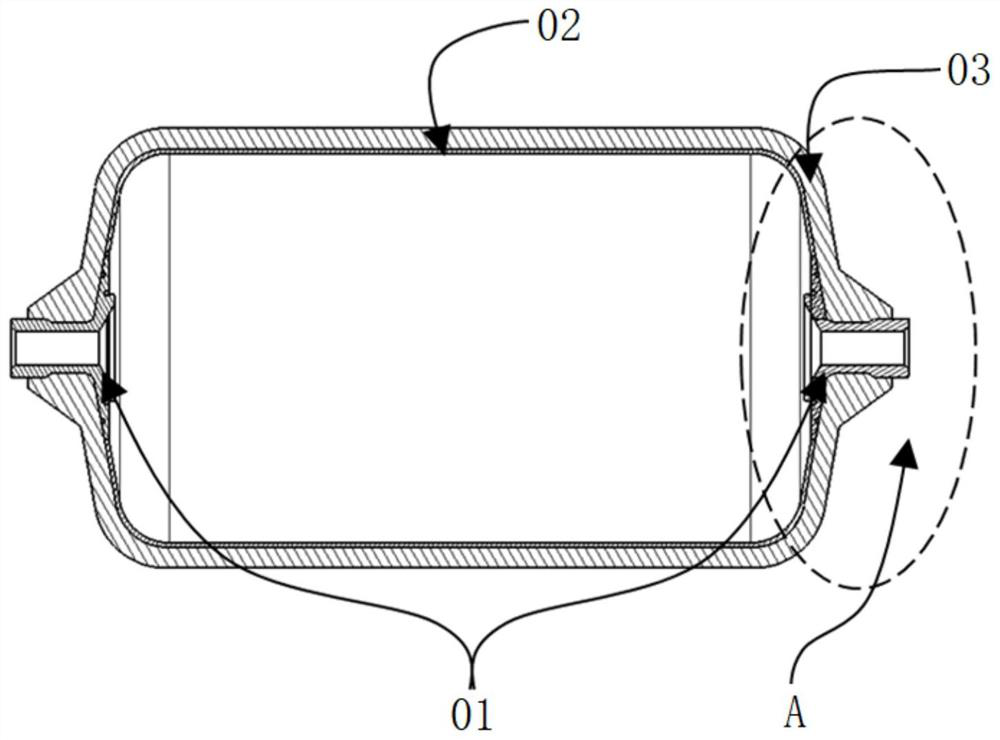 Sealing structure of high-pressure composite container