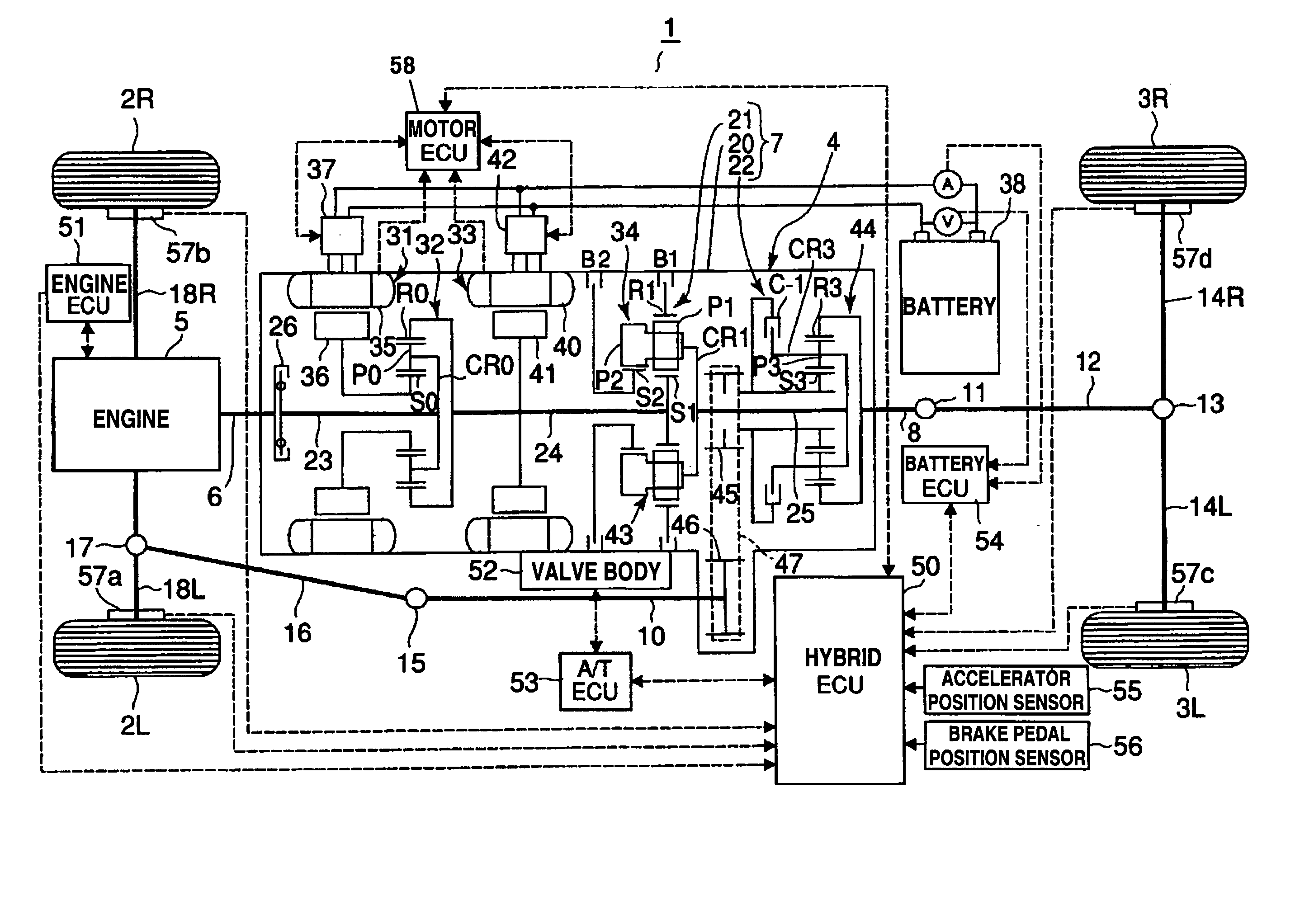 Hybrid drive unit and vehicle mounted therewith