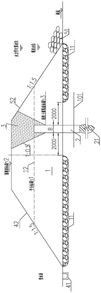 Composite temporary water retaining structure and construction method combining trd construction method diaphragm wall and earth-rock cofferdam