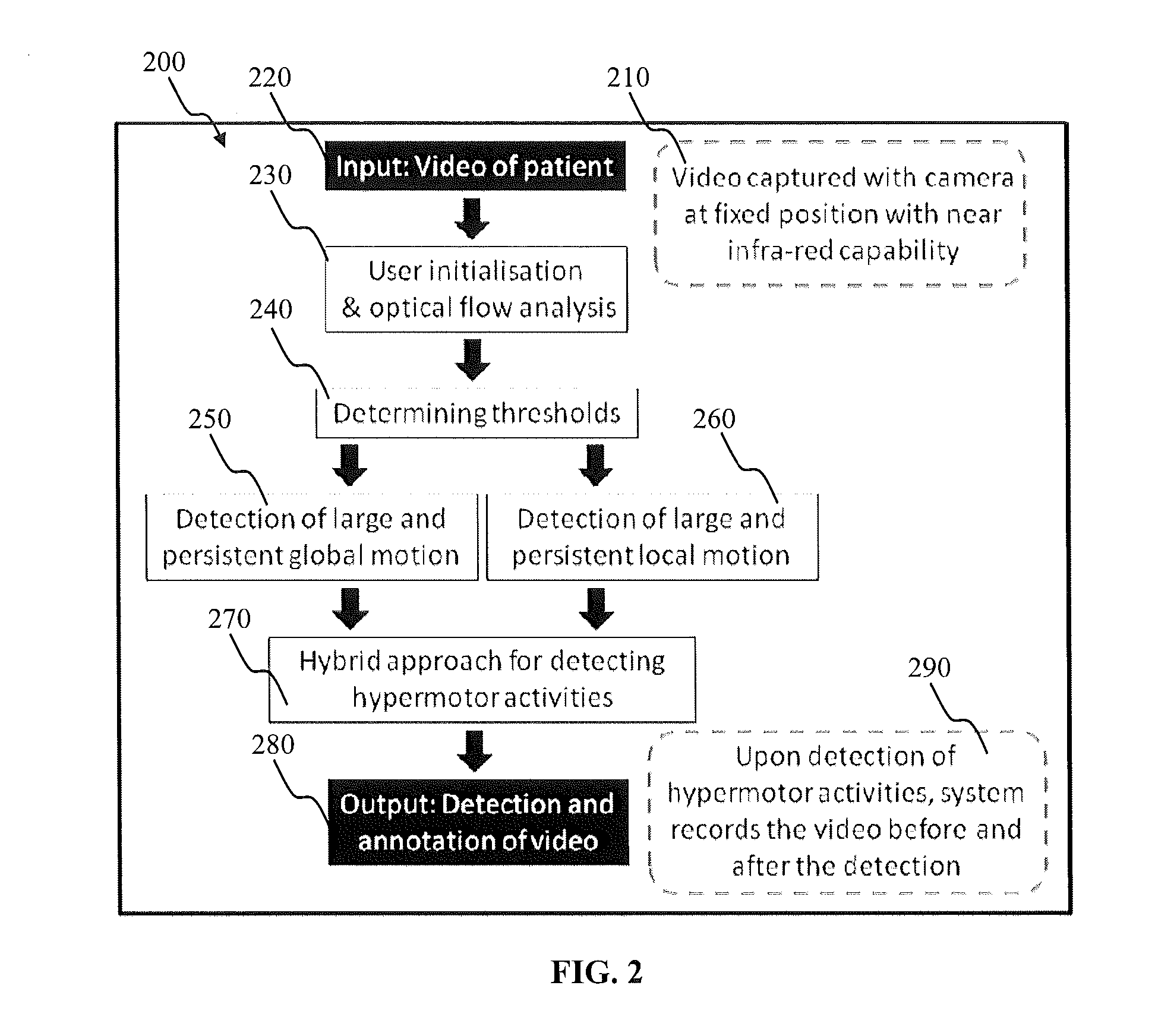 Hypermotor activity detection system and method therefrom