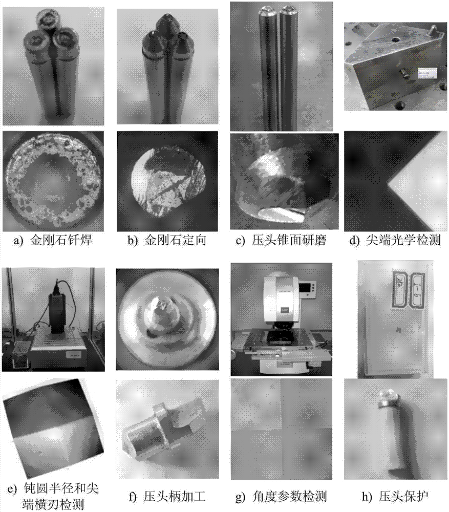 Mechanical cutter grinding method of high-precision diamond Vickers pressing head