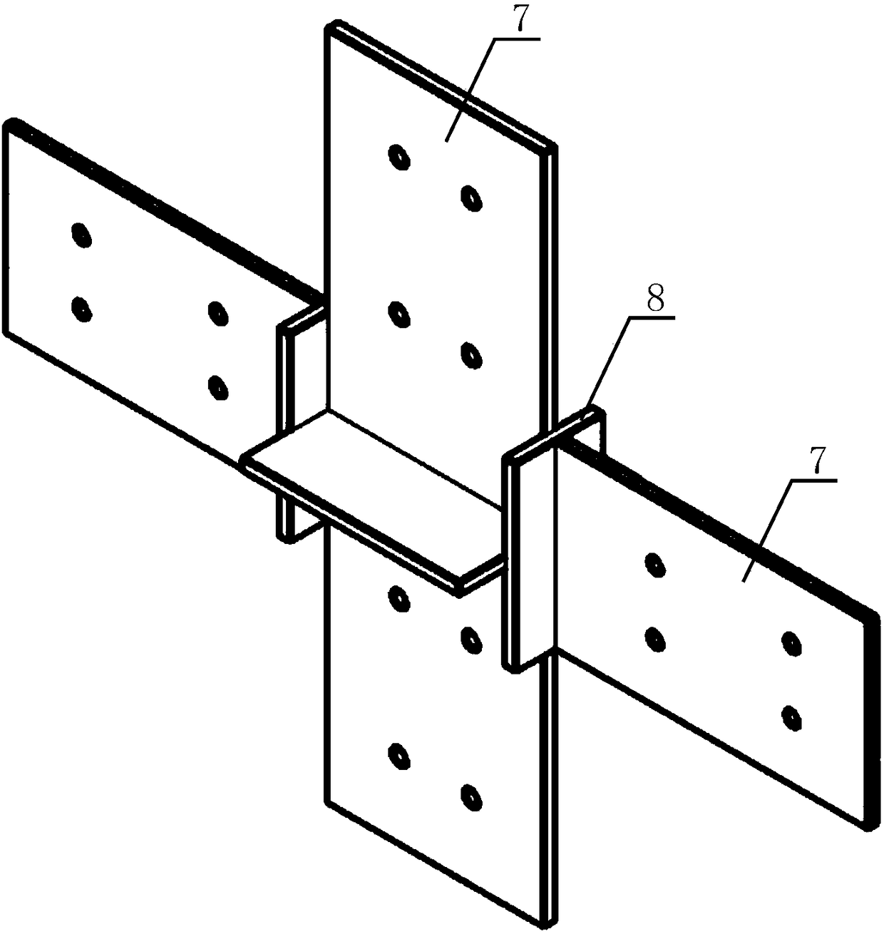 Node connecting structure for assembled bamboo wood beam column