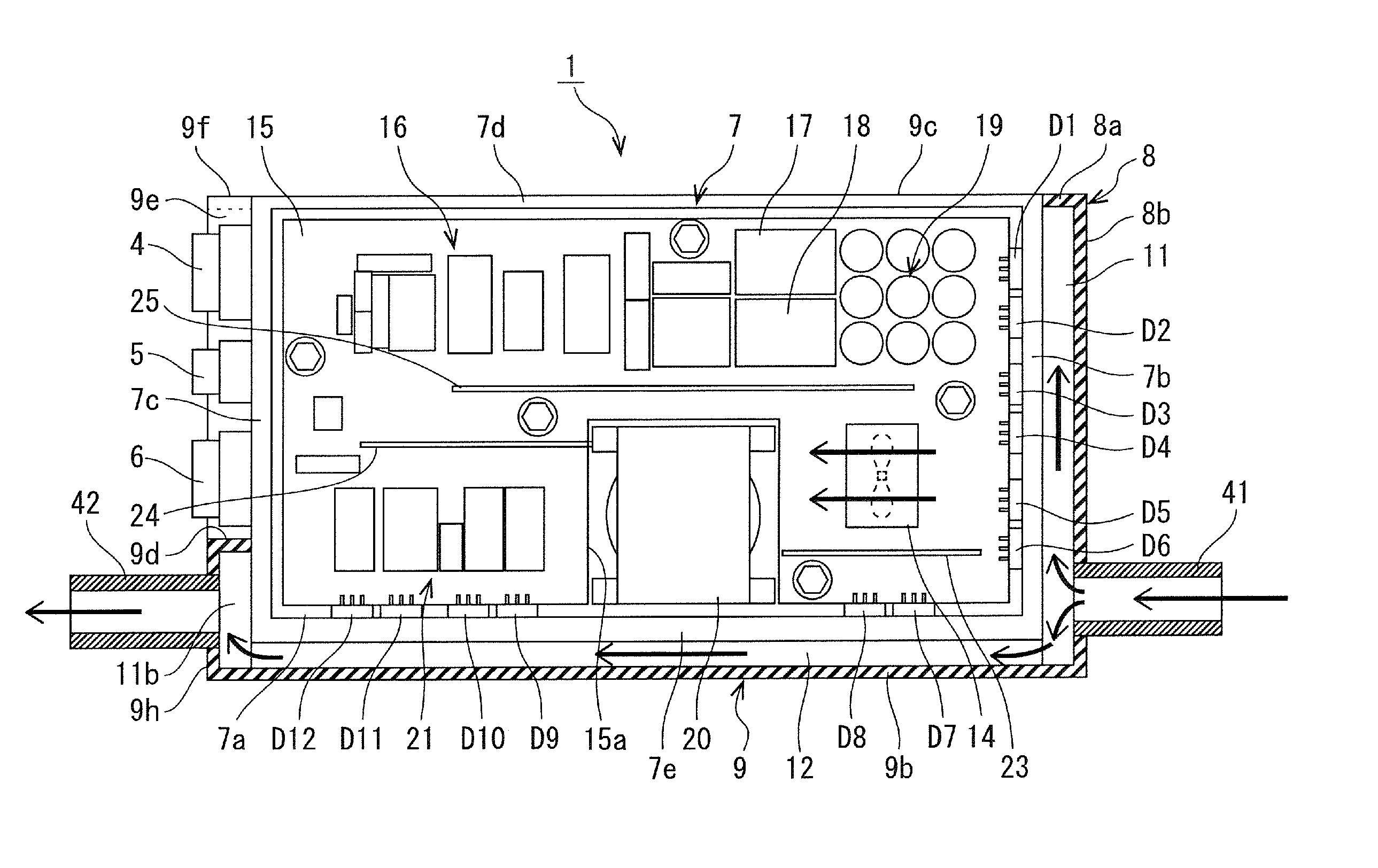 Cooling device and power converter having cooling device