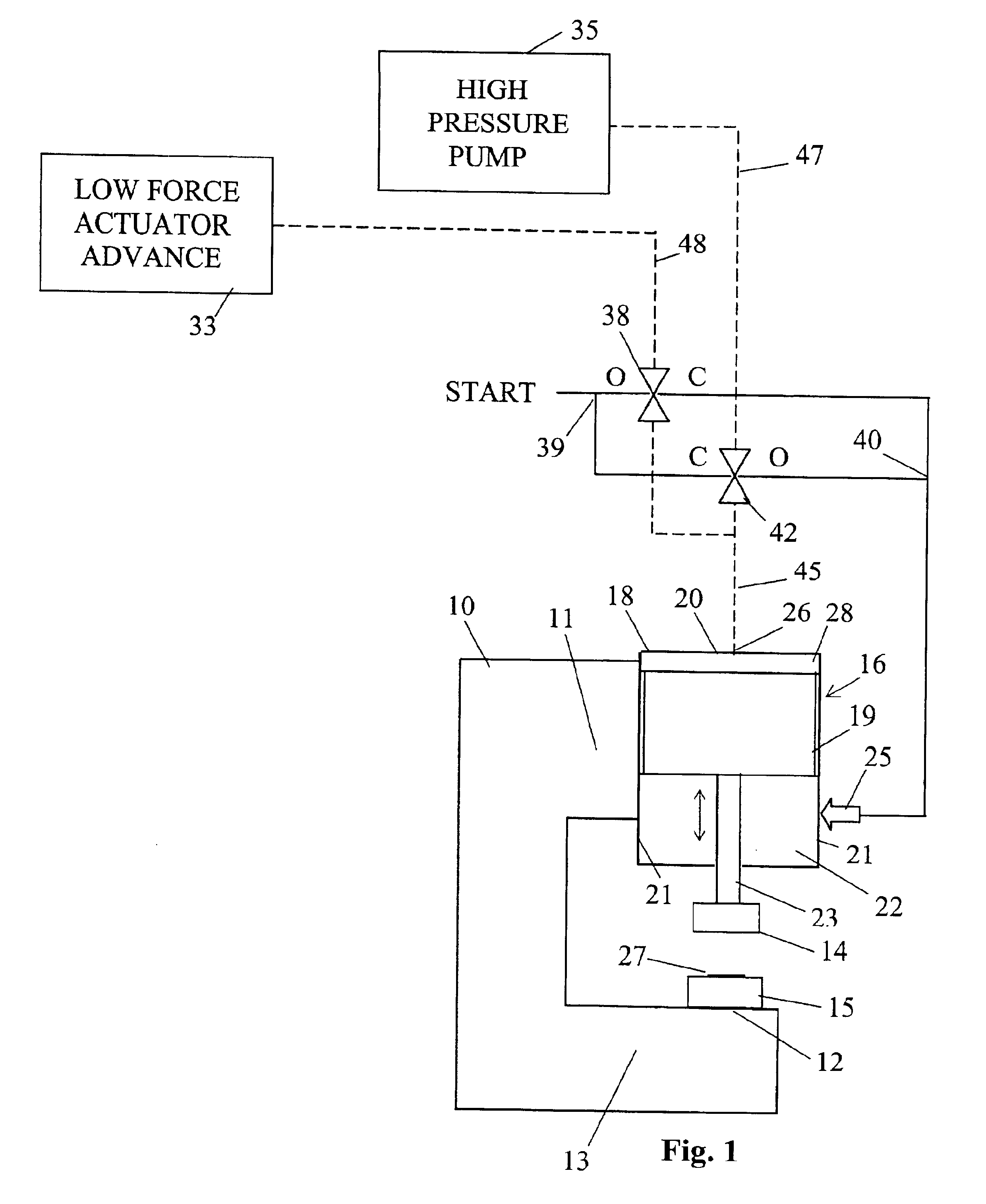 Two stage punch press actuator with output drive shaft position sensing