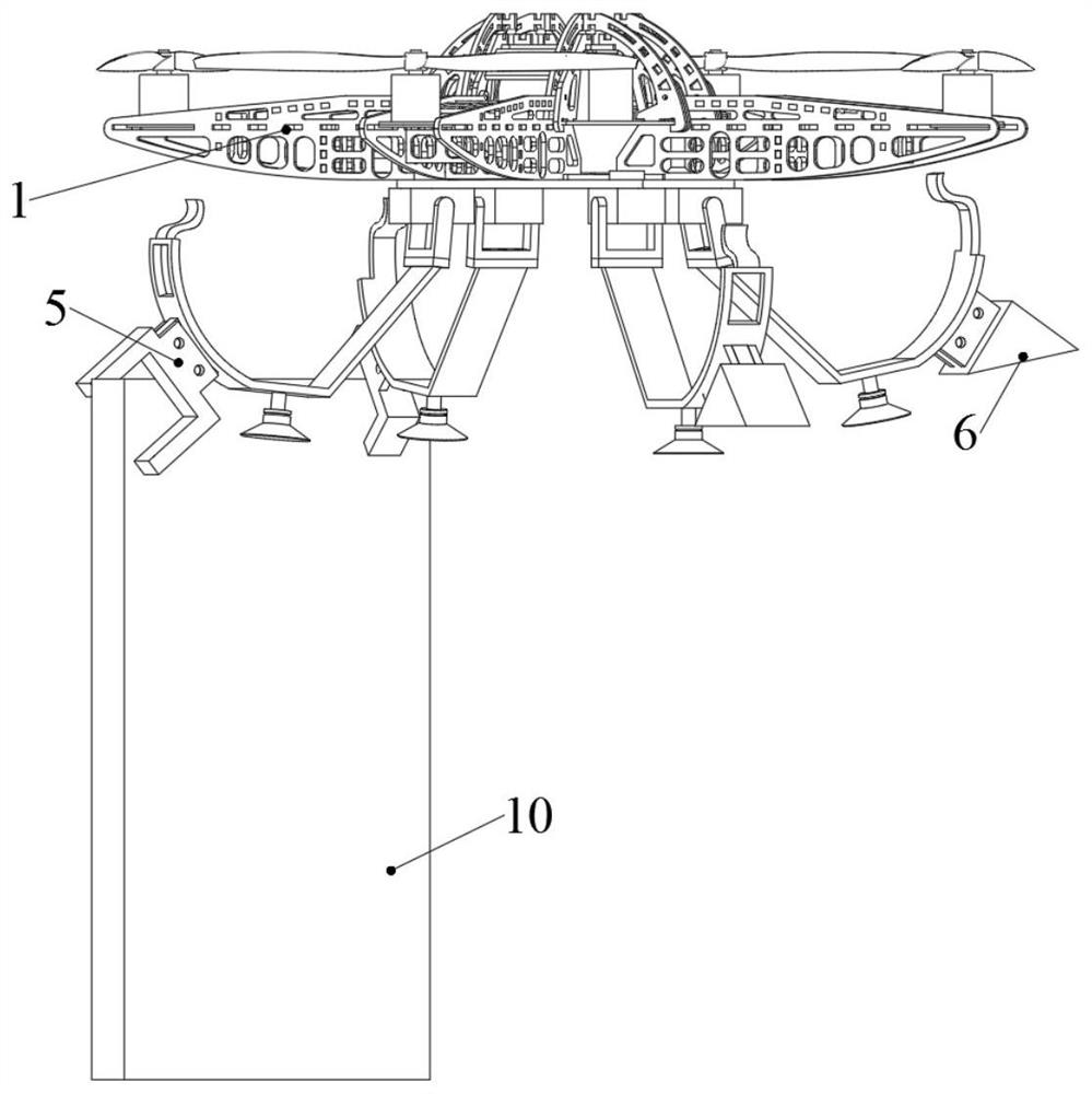 Lifting and landing device and landing method for unmanned aerial vehicle