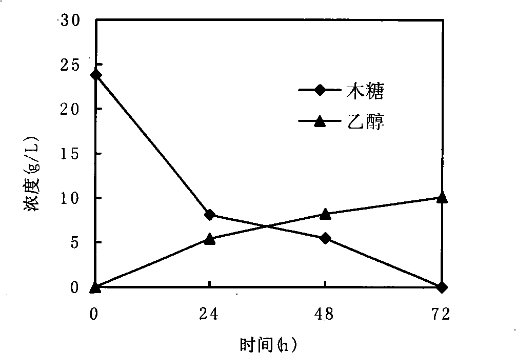 In situ detoxication alcohol fermentation method of ligno-cellulose hydrolysate using single culture