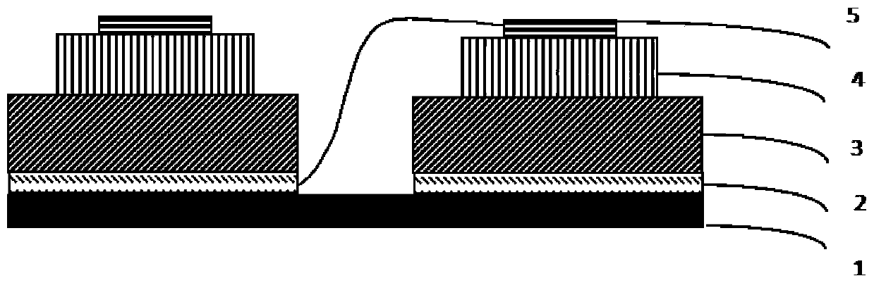 High-bandwidth GaN-based LED light-emitting device with vertical conductive structure and preparation method thereof