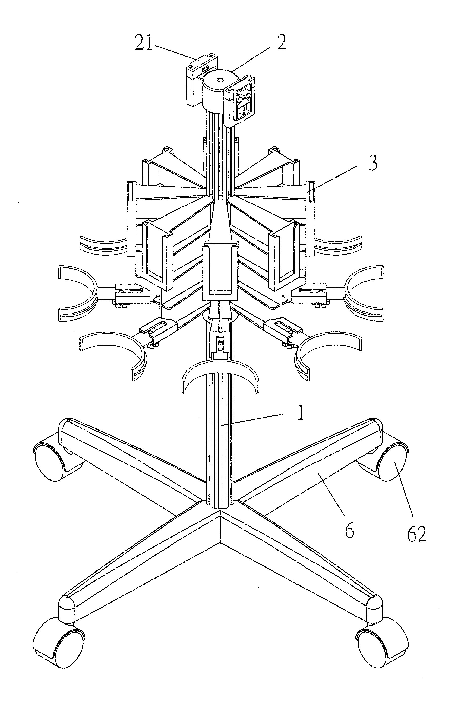 Adjustable vacuum suction bottle support rack