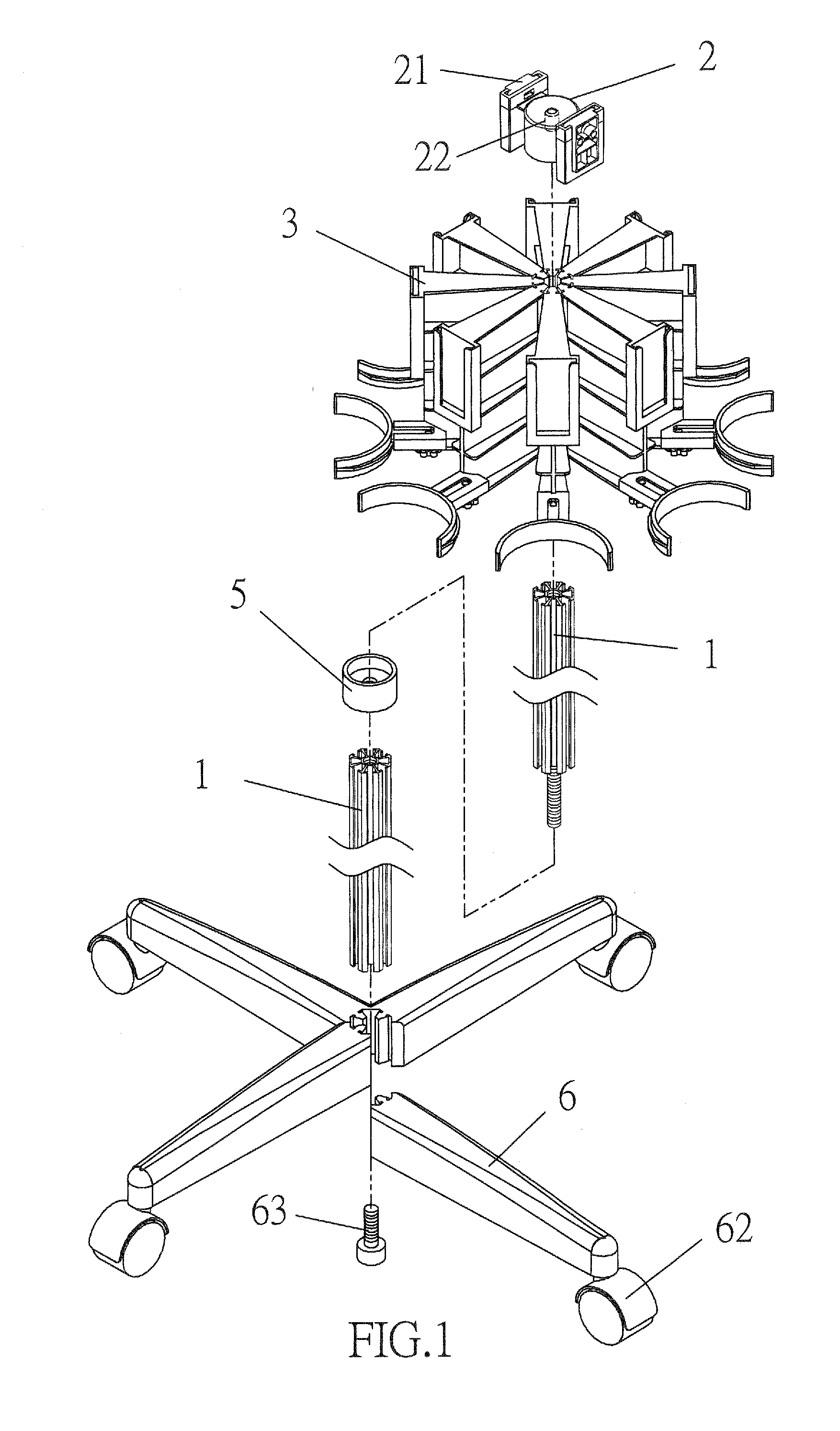 Adjustable vacuum suction bottle support rack