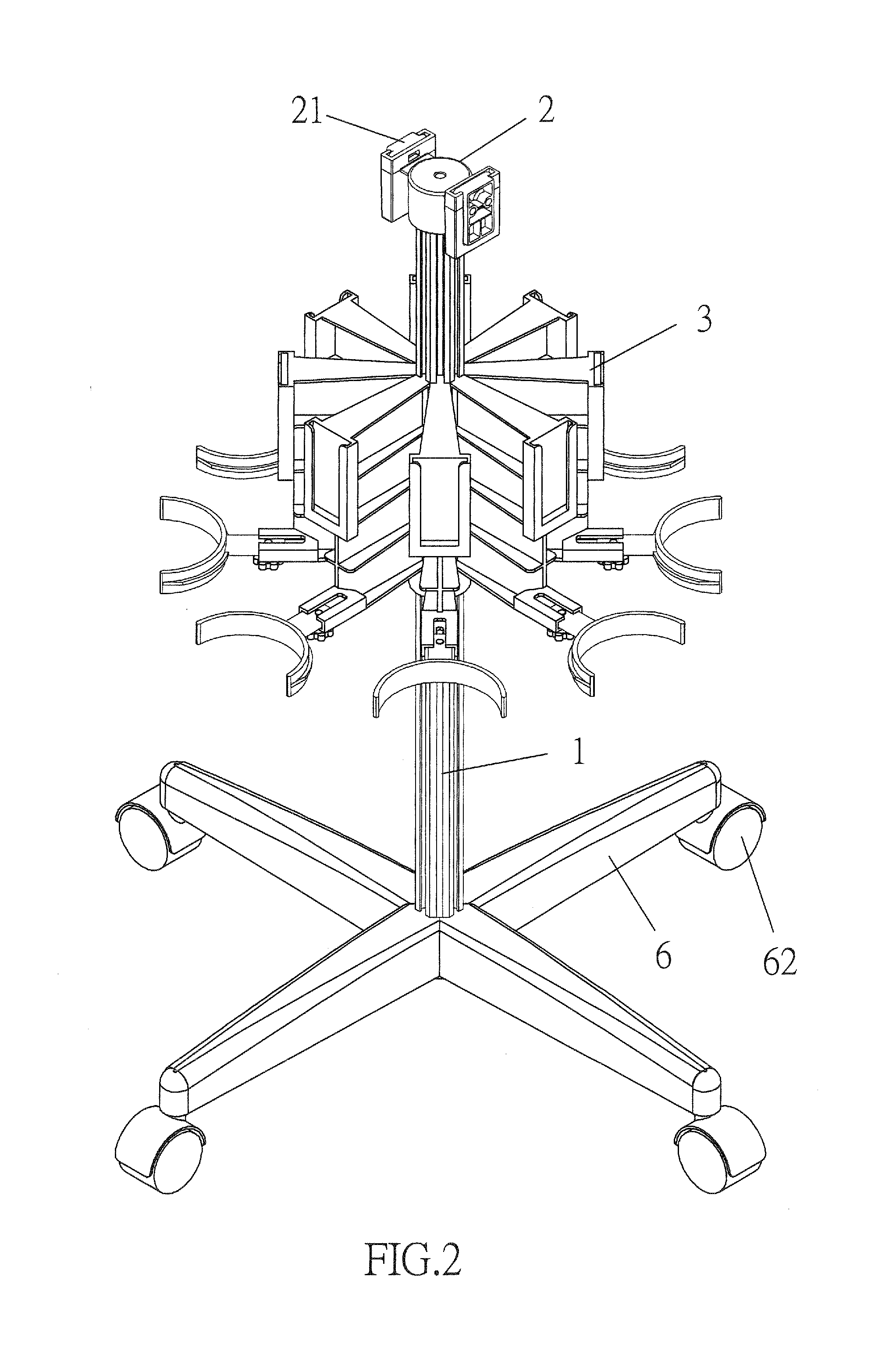 Adjustable vacuum suction bottle support rack