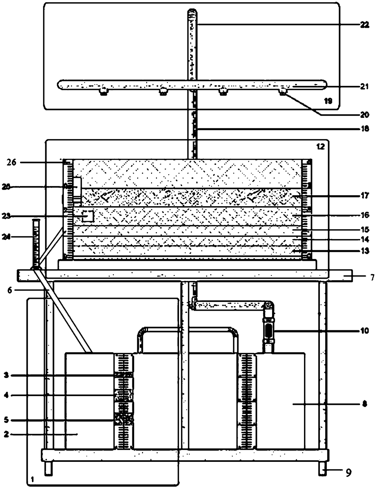 Roof greening water retention test apparatus and test method of flat roof