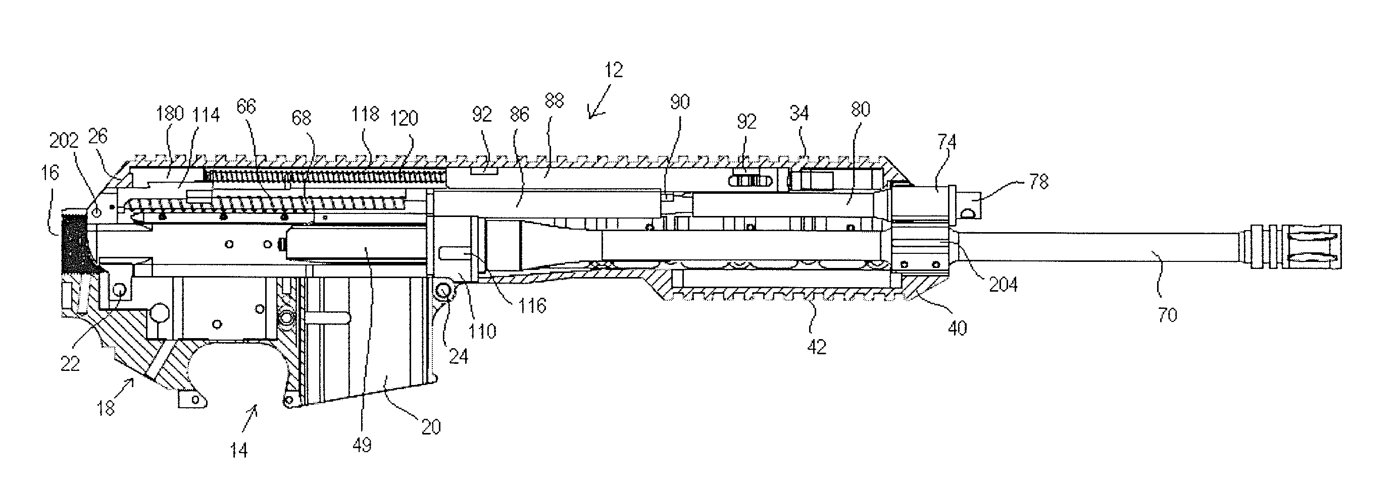 Gas piston operated upper receiver system