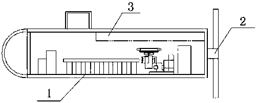 A submarine device containing an escape boat