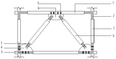 Reinforcing structure for improving earthquake resistance of earthquake-damaged RC frame structure and construction method