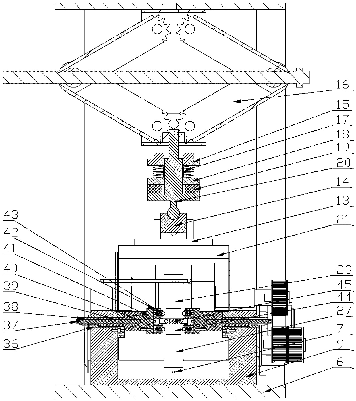 Biaxial loading four-line contact pure rolling cylindrical roller fatigue life testing machine