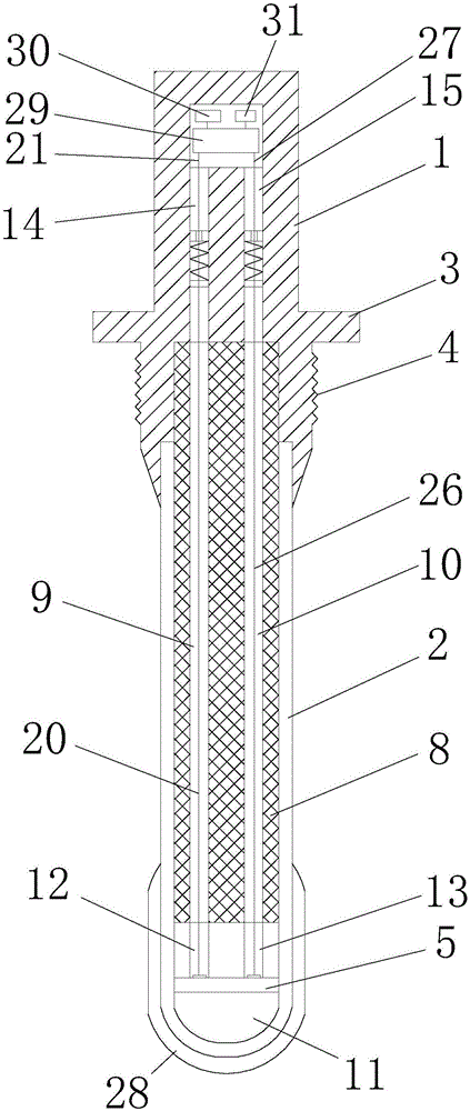 Inserted telemetering type temperature sensor