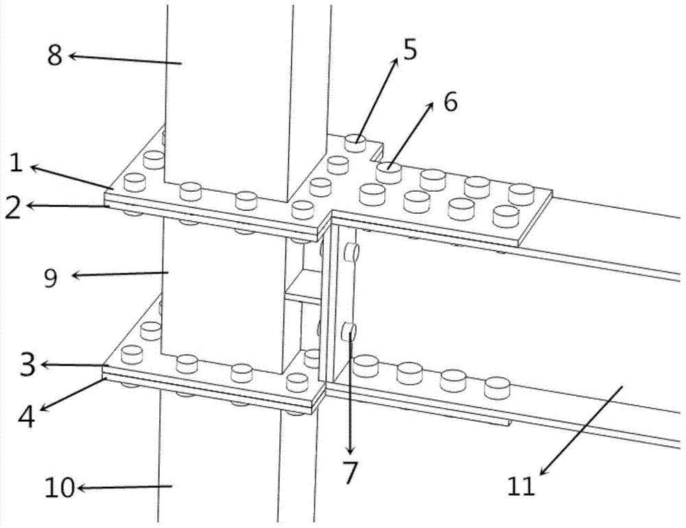 A beam-column joint connection device for a multi-story fabricated steel structure system