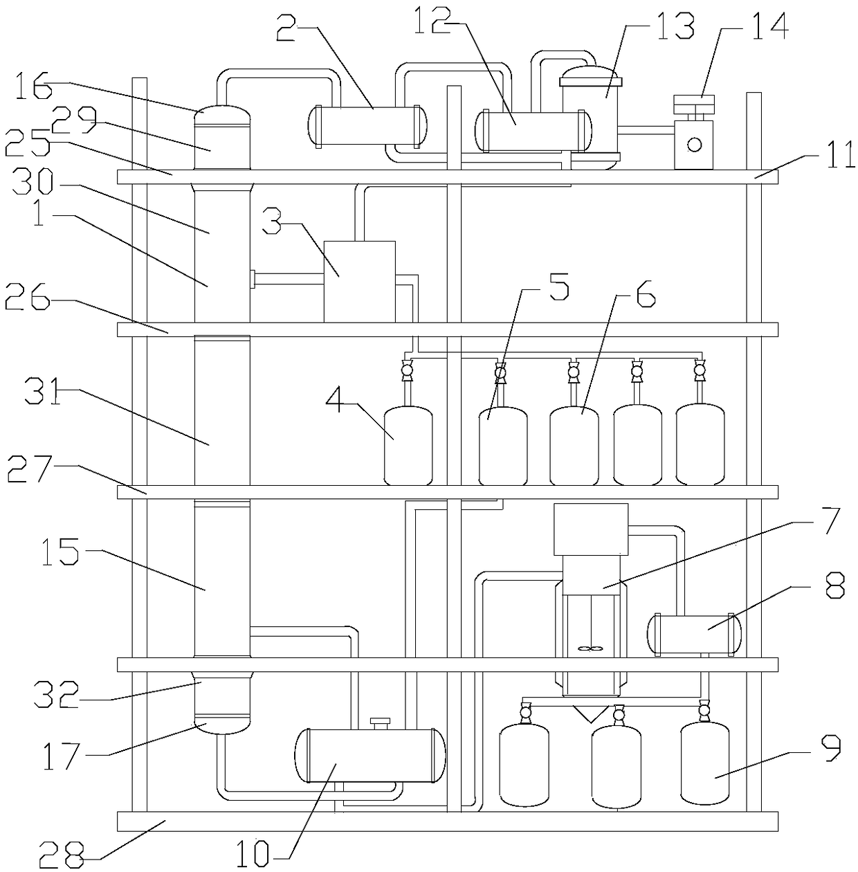 Recycling device for heavy solvents in dangerous waste treatment field, skid-mounted structure and recycling method for heavy solvents thereof