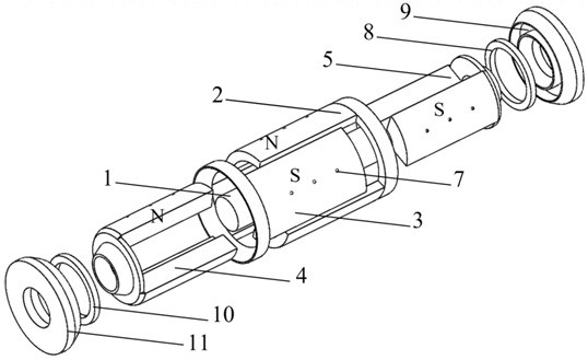 Symmetrical rotor structure of double-ended axial magnetic circuit hybrid excitation motor