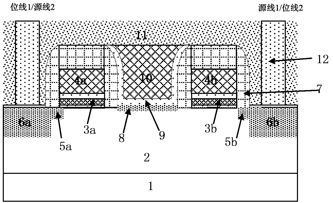 Double-bit flash memory, and manufacturing method and operation method thereof