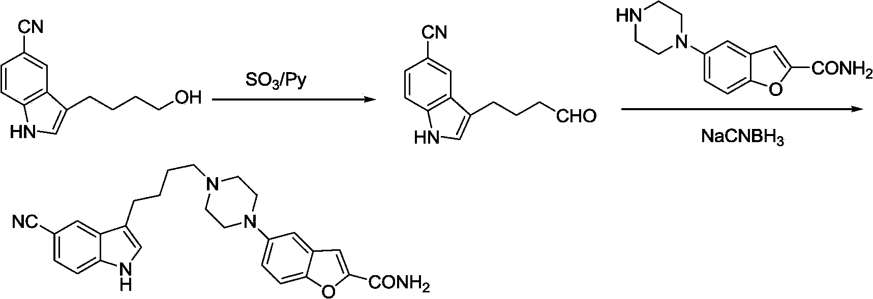 Method for preparing vilazodone and intermediate thereof