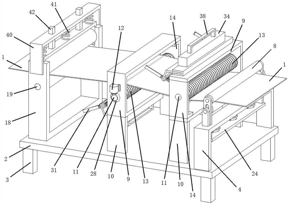 A double-sided scraping device for fluff and miscellaneous lines on the surface of fabrics