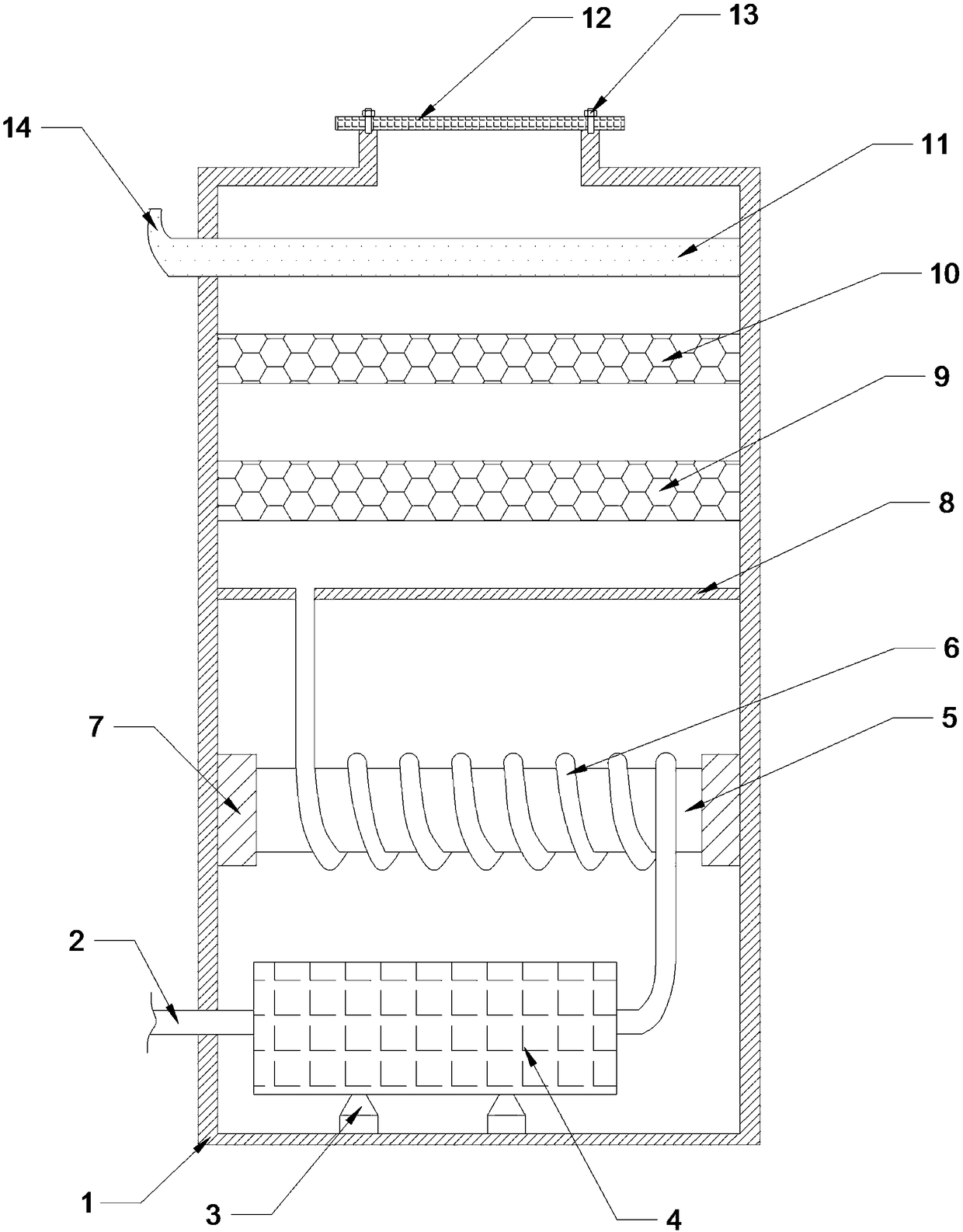 Automobile exhaust treatment device